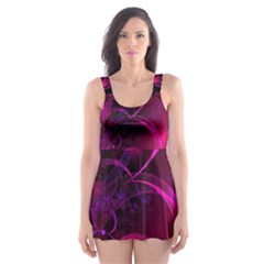 Fractal Using A Script And Coloured In Pink And A Touch Of Blue Skater Dress Swimsuit by Simbadda
