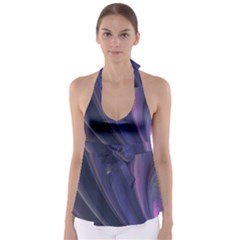 A Pruple Sweeping Fractal Pattern Babydoll Tankini Top by Simbadda