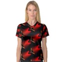 Fractal Background Red And Black Women s V-Neck Sport Mesh Tee View1