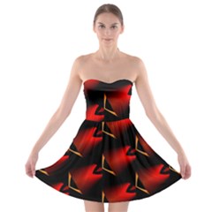 Fractal Background Red And Black Strapless Bra Top Dress by Simbadda