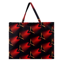 Fractal Background Red And Black Zipper Large Tote Bag by Simbadda