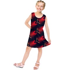 Fractal Background Red And Black Kids  Tunic Dress by Simbadda