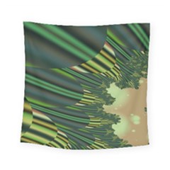 A Feathery Sort Of Green Image Shades Of Green And Cream Fractal Square Tapestry (small) by Simbadda