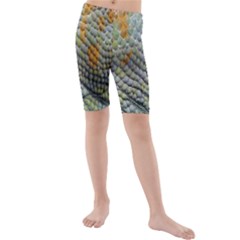 Macro Of Chameleon Skin Texture Background Kids  Mid Length Swim Shorts