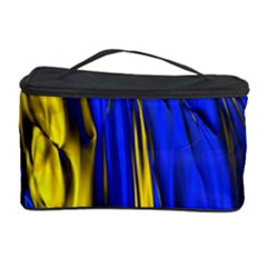 Blue And Gold Fractal Lava Cosmetic Storage Case by Simbadda