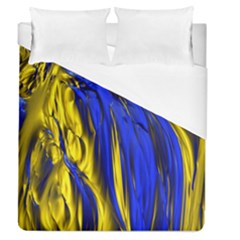 Blue And Gold Fractal Lava Duvet Cover (queen Size) by Simbadda