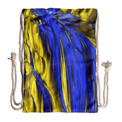 Blue And Gold Fractal Lava Drawstring Bag (large) by Simbadda