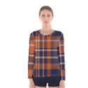 Tartan Background Fabric Design Pattern Women s Long Sleeve Tee View1