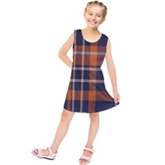 Tartan Background Fabric Design Pattern Kids  Tunic Dress by Simbadda