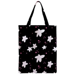 Square Pattern Black Big Flower Floral Pink White Star Zipper Classic Tote Bag by Alisyart