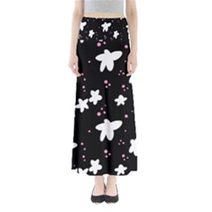 Square Pattern Black Big Flower Floral Pink White Star Maxi Skirts