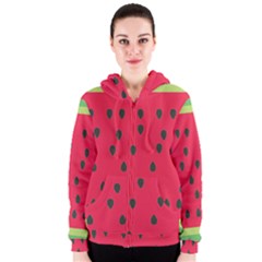 Watermelon Fan Red Green Fruit Women s Zipper Hoodie by Alisyart