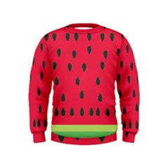 Watermelon Fan Red Green Fruit Kids  Sweatshirt by Alisyart