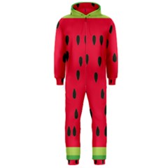 Watermelon Fan Red Green Fruit Hooded Jumpsuit (men)  by Alisyart