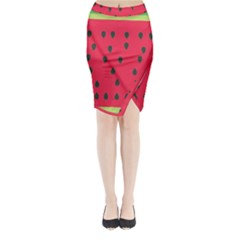 Watermelon Fan Red Green Fruit Midi Wrap Pencil Skirt