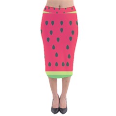 Watermelon Fan Red Green Fruit Velvet Midi Pencil Skirt