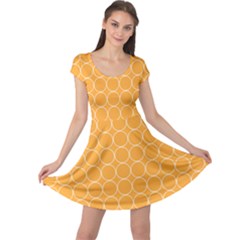 Yellow Circles Cap Sleeve Dresses by Alisyart