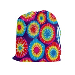 Tie Dye Circle Round Color Rainbow Red Purple Yellow Blue Pink Orange Drawstring Pouches (extra Large) by Alisyart