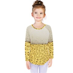 Water Bubbel Foam Yellow White Drink Kids  Long Sleeve Tee