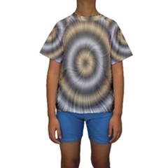 Prismatic Waves Gold Silver Kids  Short Sleeve Swimwear by Alisyart