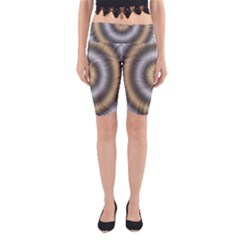 Prismatic Waves Gold Silver Yoga Cropped Leggings by Alisyart