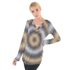 Prismatic Waves Gold Silver Women s Tie Up Tee by Alisyart