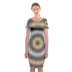 Prismatic Waves Gold Silver Classic Short Sleeve Midi Dress by Alisyart