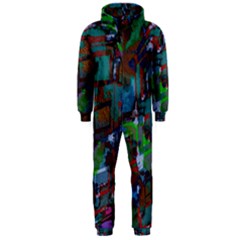 Dark Watercolor On Partial Image Of San Francisco City Mural Usa Hooded Jumpsuit (men)  by Simbadda