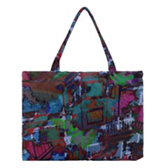 Dark Watercolor On Partial Image Of San Francisco City Mural Usa Medium Tote Bag by Simbadda