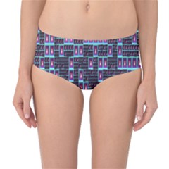 Techno Fractal Wallpaper Mid-waist Bikini Bottoms by Simbadda