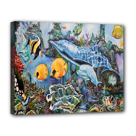 Colorful Aquatic Life Wall Mural Canvas 14  X 11  by Simbadda