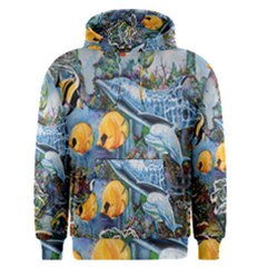 Colorful Aquatic Life Wall Mural Men s Pullover Hoodie by Simbadda