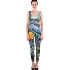 Colorful Aquatic Life Wall Mural Onepiece Catsuit by Simbadda