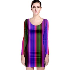 Fun Striped Background Design Pattern Long Sleeve Bodycon Dress