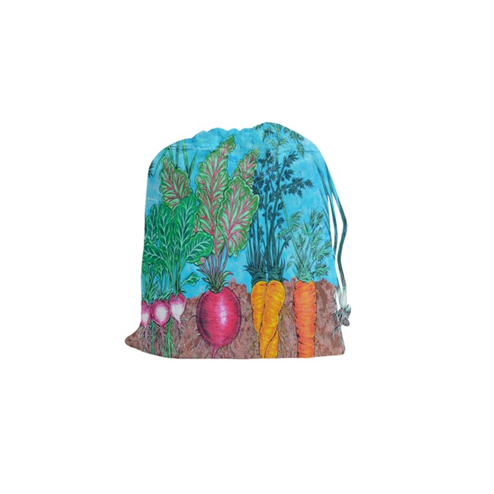 Mural Displaying Array Of Garden Vegetables Drawstring Pouches (Small) 