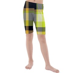 Tartan Pattern Background Fabric Design Kids  Mid Length Swim Shorts