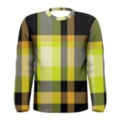 Tartan Pattern Background Fabric Design Men s Long Sleeve Tee