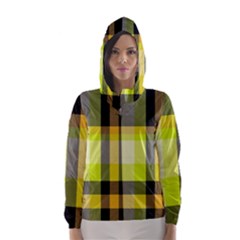 Tartan Pattern Background Fabric Design Hooded Wind Breaker (Women)