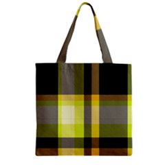 Tartan Pattern Background Fabric Design Zipper Grocery Tote Bag