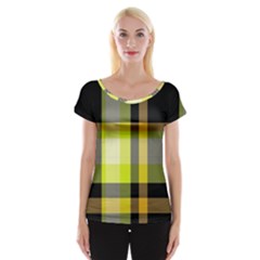 Tartan Pattern Background Fabric Design Women s Cap Sleeve Top