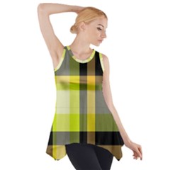 Tartan Pattern Background Fabric Design Side Drop Tank Tunic