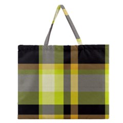 Tartan Pattern Background Fabric Design Zipper Large Tote Bag
