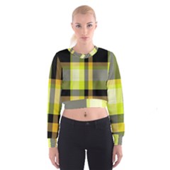 Tartan Pattern Background Fabric Design Women s Cropped Sweatshirt