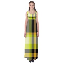 Tartan Pattern Background Fabric Design Empire Waist Maxi Dress