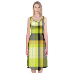 Tartan Pattern Background Fabric Design Midi Sleeveless Dress