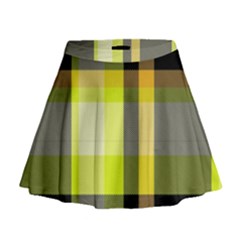 Tartan Pattern Background Fabric Design Mini Flare Skirt