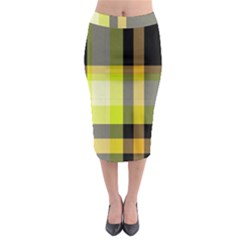 Tartan Pattern Background Fabric Design Midi Pencil Skirt