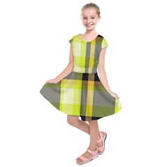 Tartan Pattern Background Fabric Design Kids  Short Sleeve Dress