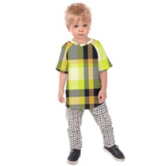 Tartan Pattern Background Fabric Design Kids  Raglan Tee