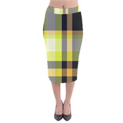 Tartan Pattern Background Fabric Design Velvet Midi Pencil Skirt